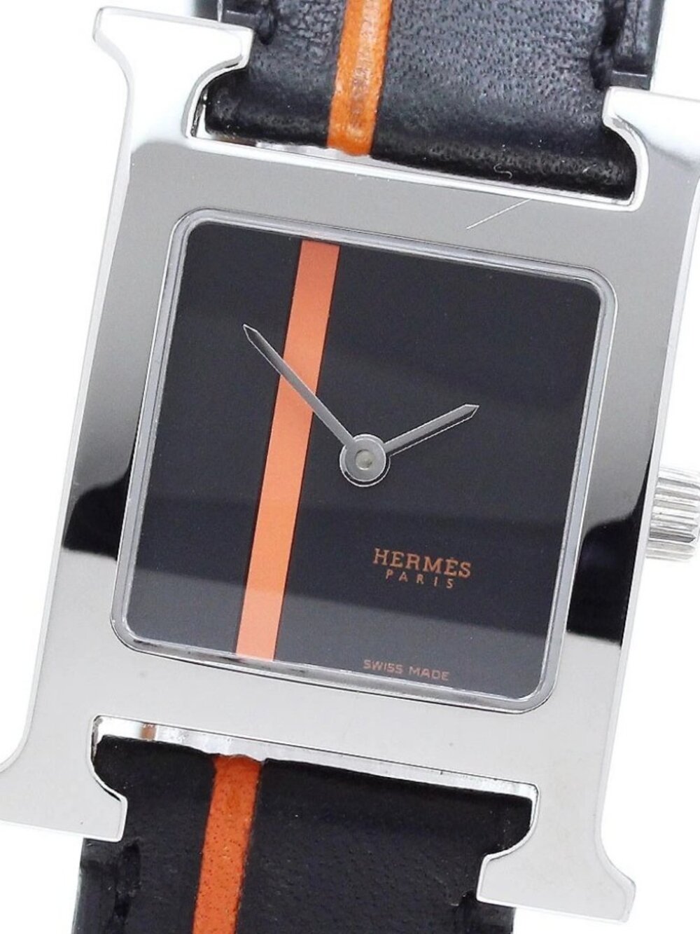 HERMES H watch HH1.210 Orange line black Dial Quartz Ladies Watch_909148
